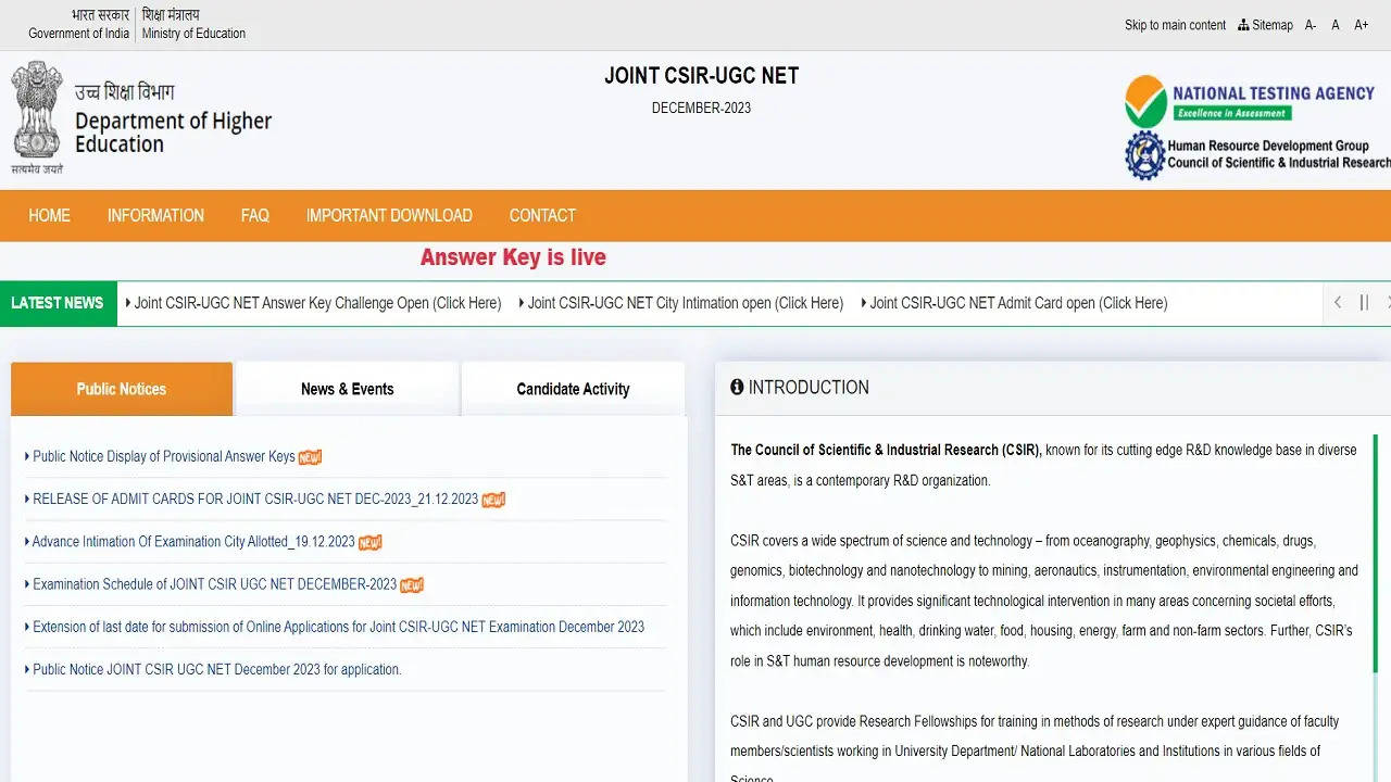 Csir Net Answer Key Out Objection Window Closes Today