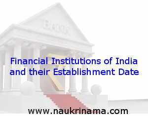 Financial Institutions of India and their Establishment Date