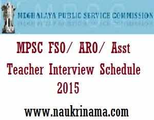 MPSC FSO/ ARO/ Asst Teacher 2015 Interview Schedule Announced