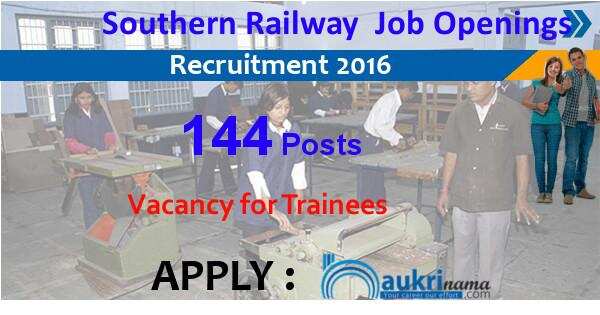 Job Alert- 144 Trainees Openings 2016 in Southern Railway