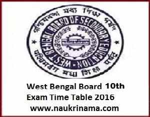 WBBSE 10th Exam Time Table 2016 Available Here, wbchse.nic.in