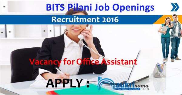 BITS Pilani, Goa Jobs 2016 for Office Assistant/ Hostel Superintendent