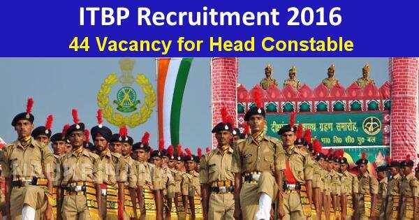 Job Alert- ITBP Vacancies for Head Constable 2016