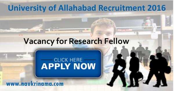 Job Alert: Research Fellow Vacancy 2016 in Allahabad University