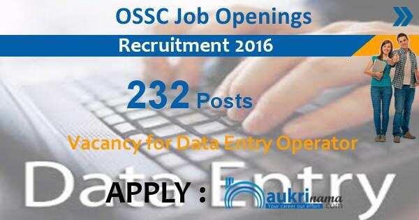 Job Alert- Data Entry Operator Jobs 2016 in OSSC