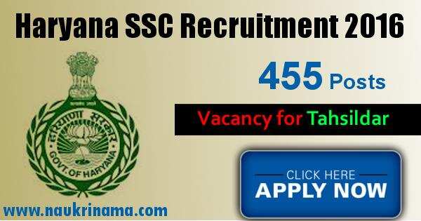 Job Alert: 455 Nain Teshildar Vacancies 2016 in HSSC