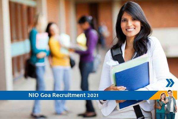 NIO Goa Recruitment for the post of Project Associate