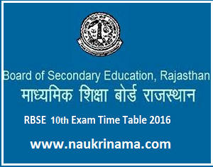 RBSE 10th Exam Time Table 2016 Available soon, rajeduboard.rajasthan.gov.in