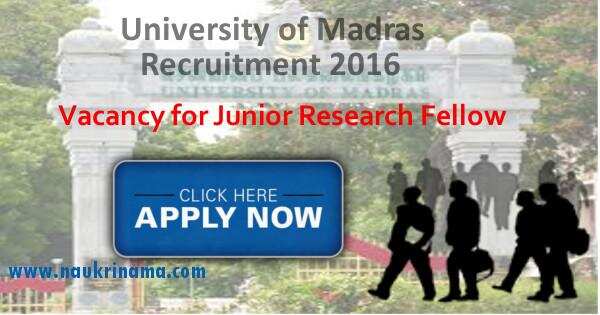 Job Alert- University of Madras JRF Jobs 2016
