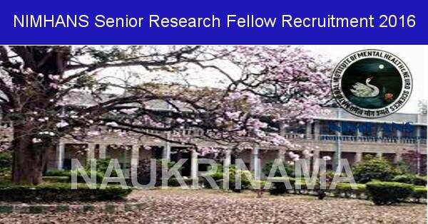 Job Alert: SRF Vacancy in NIMHANS 2016