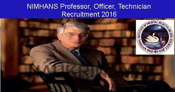 Job Alert: Professor and Various Vacancies in NIMHANS-2016