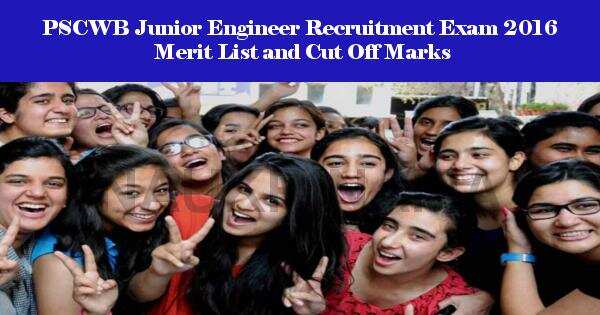 PSCWB Junior Engineer Recruitment Exam 2016 Merit List and Cut Off Marks