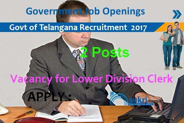 Lower Division Clerk Jobs 2017 in Government of Telangana