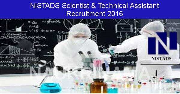 Job Alert: Scientist and Technical Assistant Vacancies in NISTADS-2016
