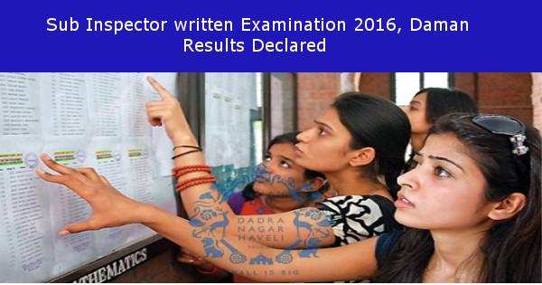 Junior Inspector Written Exam 2016, Daman Results Declared