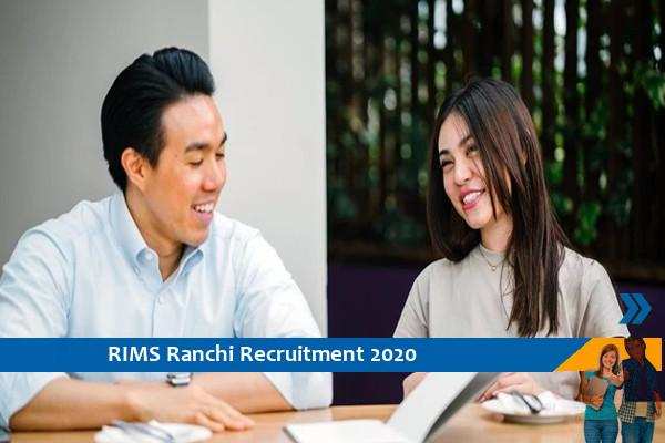RIMS Ranchi Recruitment as Tutor