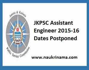 JKPSC Assistant Engineer 2015-16 Dates Postponed, jkpsc.nic.in