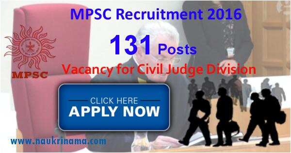 Job Alert- Civil Judge Vacancy 2016 in MPSC