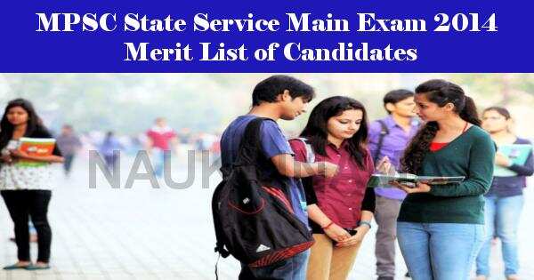 MPSC State Service Main Exam 2014 Merit List of Candidates