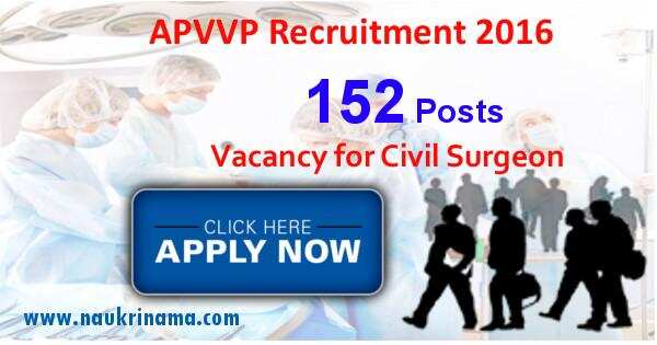Job Alert- 152 Civil Assistant Surgeon Vacancies 2016 in APVVP