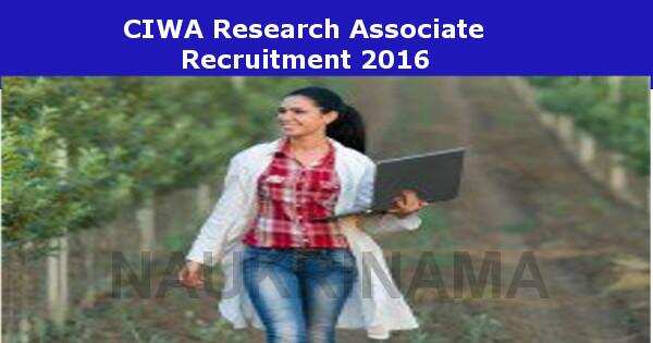 Job Alert- CIWA Bhubaneswar Research Associate Vacancies 2016