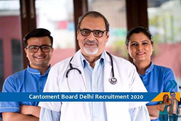 Recruitment for the post of Medical Specialist in Cantonment Board Delhi
