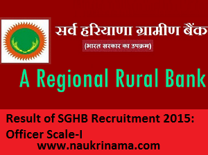 Officer Scale-I in Sarva Haryana Gramin Bank Result 2015
