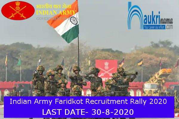 Indian Army Faridkot   Recruitment for the post of   Soldier  , Click here to Apply