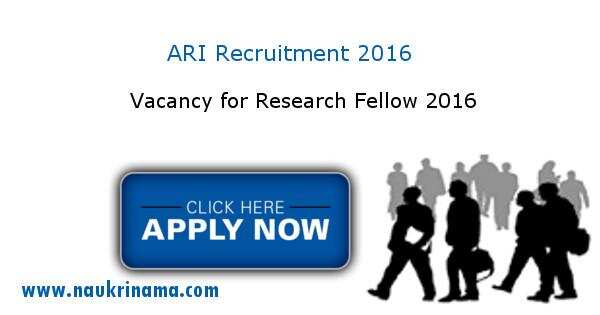 Job Alert – ARI Vacancy for JRF 2016