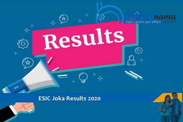 ESIC Joka  2020 Result  for   Tutor  Exam 2020  , Click here for the result