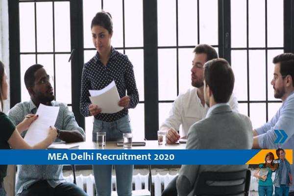 Recruitment for the post of Consultant and Advisor in MEA Delhi