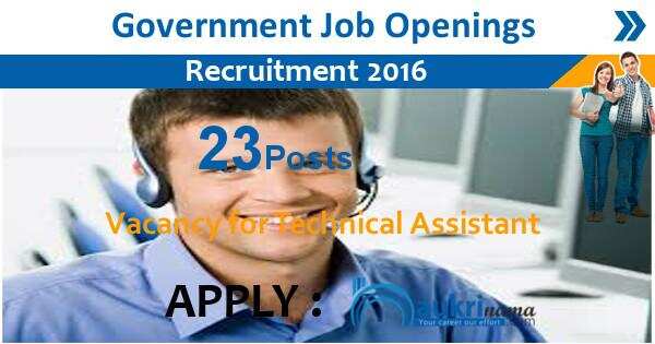 Job Alert –Govt. of Andhra Pradesh Technical Assistant Vacancy 2016