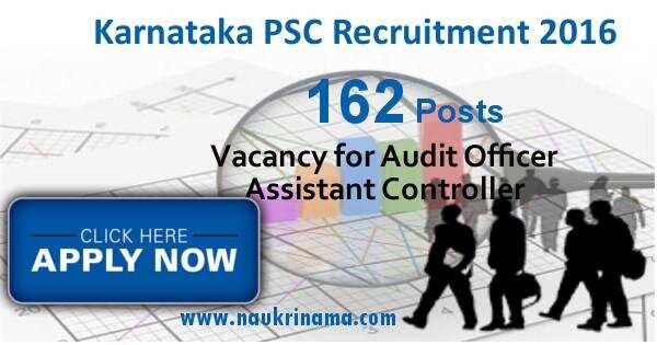 Job Alert- Assistant Controller/ Audit Officer Vacancy 2016 in Karnataka PSC