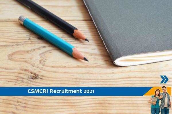 Recruitment to the post of Project Associate in CSMCRI