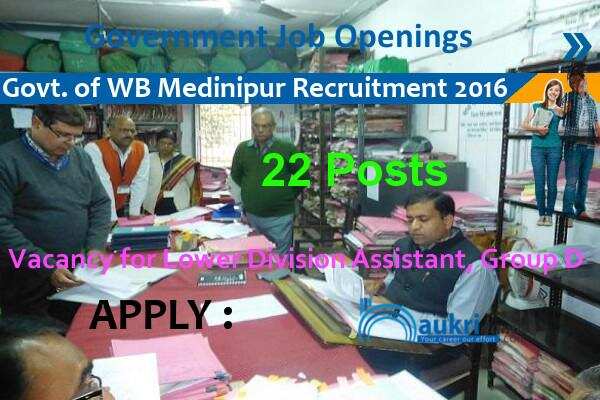 Lower Division Assistant Jobs 2016 in Government of WB Medinipur