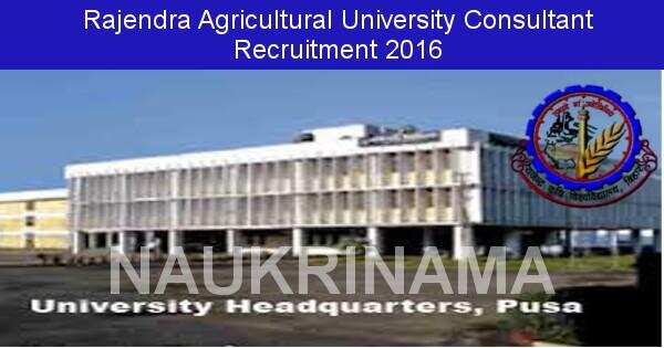 Job Alert: Consultant Vacancies in RAU Bihar-2016