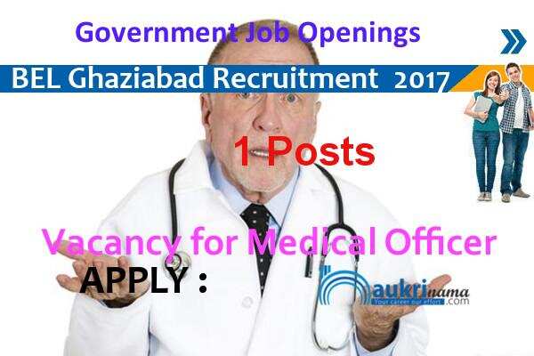 Medical Officer Recruitment 2017 in BEL Ghaziabad
