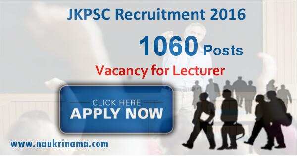 Job Alert- 1060 Lecturer Vacancies 2016 in JKPSC