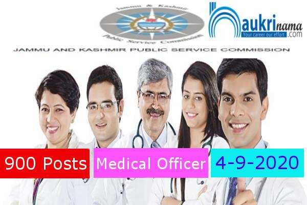 JKPSC  Recruitment for 900  post of a  Medical Officer   , Apply Now