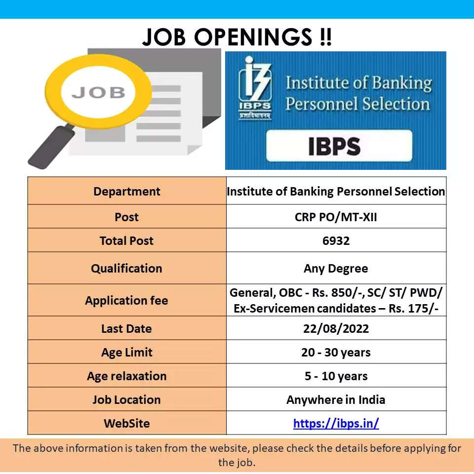 ibps probationary officer and management trainee jobs 2022