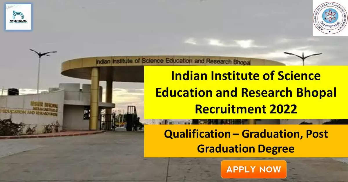 Government Jobs 2022 - Indian Institute of Science Education and Research Bhopal (IISER Bhopal) has invited applications from young and eligible candidates to fill the post of Junior Research Fellow. If you have obtained Graduation, Post Graduation degree and you are looking for government job for many days, then you can apply for these posts. Important Dates and Notifications – Post Name - Junior Research Fellow Total Posts – 1 Last Date – 05 October 2022 Location - Madhya Pradesh Indian Institute of Science Education and Research Bhopal (IISER Bhopal) Post Details 2022 Age Range - The minimum age and maximum age of the candidates will be valid as per the rules of the department and age relaxation will be given to the reserved category. salary - The candidates who will be selected for these posts will be given salary as per the rules of the department. Qualification - Candidates should have Graduation, Post Graduation Degree from any recognized institute and have experience in related subject. Selection Process Candidate will be selected on the basis of written examination. How to apply - Eligible and interested candidates may apply online on prescribed format of application along with self restrictive copies of education and other qualification, date of birth and other necessary information and documents and send before due date. Official Site of Indian Institute of Science Education and Research Bhopal (IISER Bhopal) Download Official Release From Here Get information about more government jobs of Madhya Pradesh from here