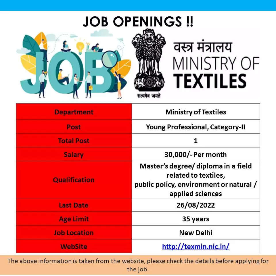 Young Professional Jobs New Delhi 2022 ⭐ Apply For 1 Ministry Of Textiles Jobs in Delhi