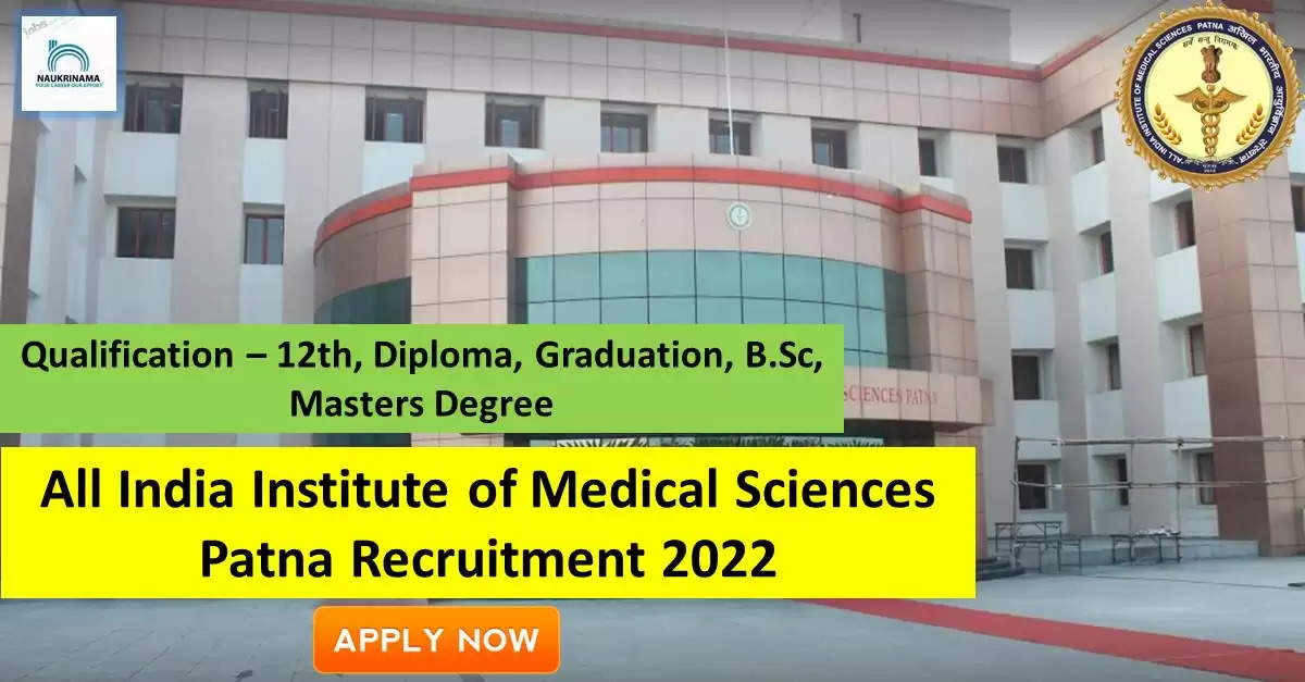 Government Jobs 2022 - All India Institute of Medical Sciences Patna (AIIMS Patna) has invited applications from young and eligible candidates to fill the post of Project Technician, Technician. If you have obtained 12th, Diploma, Graduation, B.Sc, Masters degree and you are looking for government job for many days, then you can apply for these posts.  Important Dates and Notifications –  Post Name – Project Technical, Technician  Total Posts – 3  Date of Interview – 21 September 2022  Location - Bihar  All India Institute of Medical Sciences Patna (AIIMS Patna) Post Details 2022  Age Range -  The maximum age of the candidates will be 30 years and there will be relaxation in the age limit for the reserved category.  salary -  The candidates who will be selected for these posts will be given a salary of 18,000/- to 31,000/- per month.  Qualification -  Candidates should have 12th, Diploma, Graduation, B.Sc, Masters degree from any recognized institute and have experience in related subject.  Selection Process Candidate will be selected on the basis of written examination.  How to apply -  Eligible and interested candidates may apply online on prescribed format of application along with self restrictive copies of education and other qualification, date of birth and other necessary information and documents and send before due date.  Official Site of All India Institute of Medical Sciences Patna (AIIMS Patna)  Download Official Release From Here  Get information about more government jobs of Bihar from here     वेबसाइट - https://aiimspatna.edu.in/     नोटिफिकेशन लिंक - https://aiimspatna.edu.in/advertisement/  Meta Title - AIIMS Patna Bharti 2022 Apply आल इंडिया इंस्टिट्यूट ऑफ मेडिकल साइंसेज पटना भर्ती Job Vacancies @ aiimspatna.org  Meta Description - AIIMS Patna Bharti 2022 (आल इंडिया इंस्टिट्यूट ऑफ मेडिकल साइंसेज पटना भर्ती 2022) For various posts of Latest AIIMS Patna Job Vcancies 2022 announcement by www.aiimspatna.org for all the current job openings, apply online Updated here with direct official AIIMS Patna Bharti 2022 links.  Meta Keywords - AIIMS Patna,All India Institute of Medical Sciences Patna, AIIMS Patna Recruitment 2022, Sarkari Naukri AIIMS Patna Recruitment 2022, AIIMS Patna Recruitment, AIIMS Patna bharti 2022, AIIMS Patna bharti, AIIMS Patna Recruitment 2022 Notication, AIIMS Patna Vacancy 2022, AIIMS Patna Vacancy, aiimspatna.org, aiimspatna.org recruitment  Link - https://www.rojgarlive.com/aiims-patna-all-india-institute-of-medical-sciences-patna-recruitment  English  Department - All India Institute of Medical Sciences Patna (AIIMS Patna)  Post - Project Technical, Technician  Total Post - 3  Salary - 18,000/- to 31,000/- Per Month  Qualification – 12th, Diploma, Graduation, B.Sc, Masters Degree  Application fee –  Age Limit - 30 years  Age relaxation -  Interview date – 21 September 2022  Job Location - Bihar  WebSite - https://aiimspatna.edu.in/  Notification Link - https://aiimspatna.edu.in/advertisement/  Meta Title - Application For Employment: AIIMS Patna Recruitment 2022 Apply Online Project Technical Assistant, Project Technician Posts - Apply Now  Meta Description - AIIMS Patna Recruitment 2022: All India Institute of Medical Sciences Patna (AIIMS Patna) invites application for the position AIIMS Patna Project Technical Assistant, Project Technician at aiimspatna.org Recruitment 2022. Read details, eligibility criteria mentioned below for the vacancy and eligible candidates can submit their application directly to AIIMS Patna before 21-09-2022.  Meta Keywords - AIIMS Patna,All India Institute of Medical Sciences Patna, AIIMS Patna Recruitment, AIIMS Patna Recruitment 2022,Project Technical Assistant, Project Technical Assistant Jobs, Project Technical Assistant Recruitment, Project Technical Assistant Recruitment 2022 Notification, B.Sc, Diploma, AIIMS Patna Project Technical Assistant Recruitment, AIIMS Patna Project Technical Assistant Recruitment 2022, Patna, Patna Jobs, Bihar, Bihar Jobs, Project Technical Assistant Vacancy, Project Technical Assistant Vacancy 2022, Project Technical Assistant Job Openings  Link - https://www.hirelateral.com/job-details/application-for-employment-aiims-patna-recruitment-2022-apply-online-project-technical-assistant-project-technician-posts-apply-now-1339315