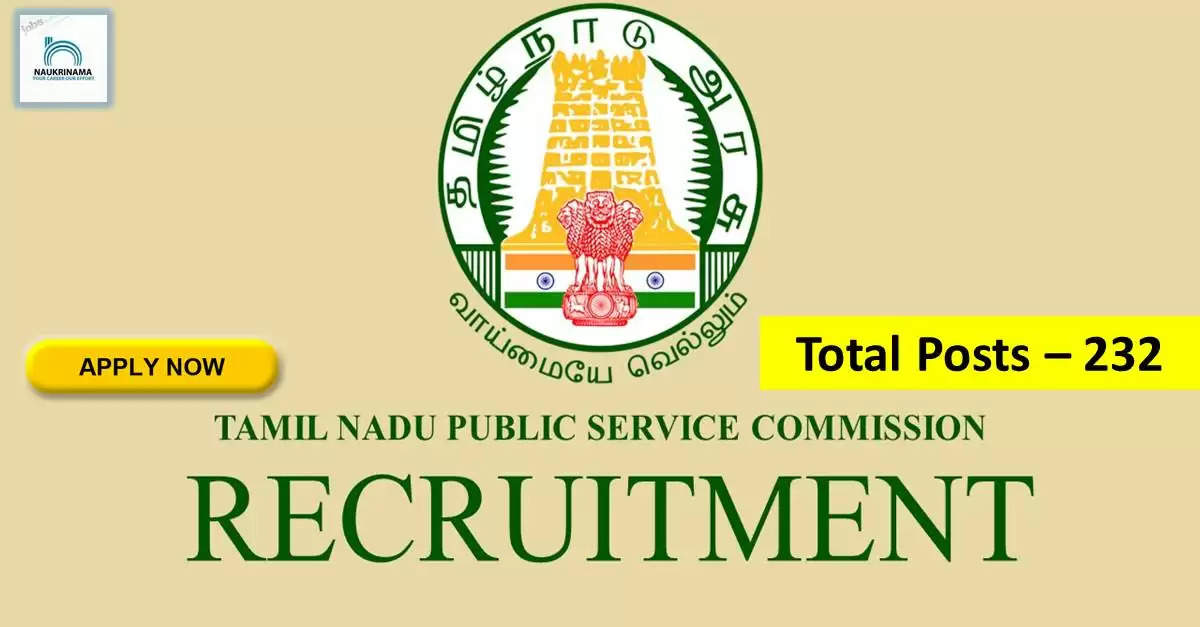 Government Jobs 2022 - Tamil Nadu Public Service Commission (TNPSC) has invited applications from young and eligible candidates to fill up the post of Junior Inspector, Assistant Statistical Investigator. If you have obtained 12th, degree, post graduation degree and you are looking for government job for many days, then you can apply for these posts. Important Dates and Notifications – Post Name – Junior Inspector, Assistant Statistical Investigator Total Posts – 232 Last Date – 14 October 2022 Location - Tamil Nadu Tamil Nadu Public Service Commission (TNPSC) Post Details 2022 Age Range - Candidates minimum age of 18 years and maximum age of 32 years will be valid and 10 years relaxation in age limit will be given to reserved category. salary - The candidates who will be selected for these posts will be given a salary of 19,500/- to 75,500/- per month. Qualification - Candidates should have 12th, Degree, Post Graduation Degree from any recognized institute and have experience in related subject. Application Fee - Registration Fee: Rs. 150/-, Exam Fee: Rs. 100/- Selection Process Candidate will be selected on the basis of written examination. How to apply - Eligible and interested candidates may apply online on prescribed format of application along with self restrictive copies of education and other qualification, date of birth and other necessary information and documents and send before due date. Official site of Tamil Nadu Public Service Commission (TNPSC) Download Official Release From Here Get information about more government jobs in Tamil Nadu from here