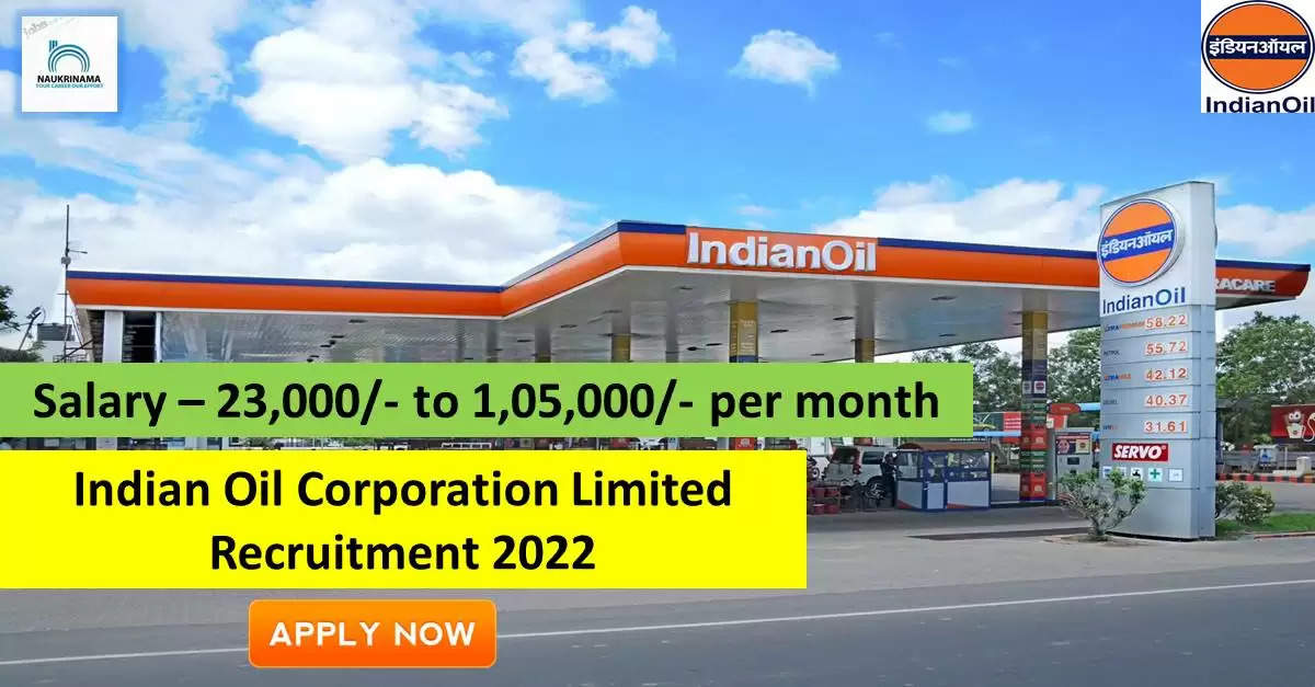 Government Jobs 2022 - Indian Oil Corporation Limited (IOCL) has invited applications from young and eligible candidates to fill up the post of Engineering Assistant, Technical Attendant. If you have obtained 10th, ITI, Diploma degree and you are looking for government job for many days, then you can apply for these posts. Important Dates and Notifications – Post Name – Engineering Assistant, Technical Attendant Total Posts – 56 Last Date – 10 October 2022 Location - Anywhere in India Indian Oil Corporation Limited (IOCL) Vacancy Details 2022 Age Range - Candidates minimum age of 18 years and maximum age of 26 years will be valid and reserved category will be given 3 – 15 years relaxation in age limit. salary - The candidates who will be selected for these posts will be given a salary of 23,000/- to 1,05,000/- per month. Qualification - Candidates should have 10th, ITI, Diploma degree from any recognized institute and have experience in related subject. Application Fee – 100/- Selection Process Candidate will be selected on the basis of written examination. How to apply - Eligible and interested candidates may apply online on prescribed format of application along with self restrictive copies of education and other qualification, date of birth and other necessary information and documents and send before due date. Official Site of Indian Oil Corporation Limited (IOCL) Download Official Release From Here Get information about more government jobs anywhere in India from here