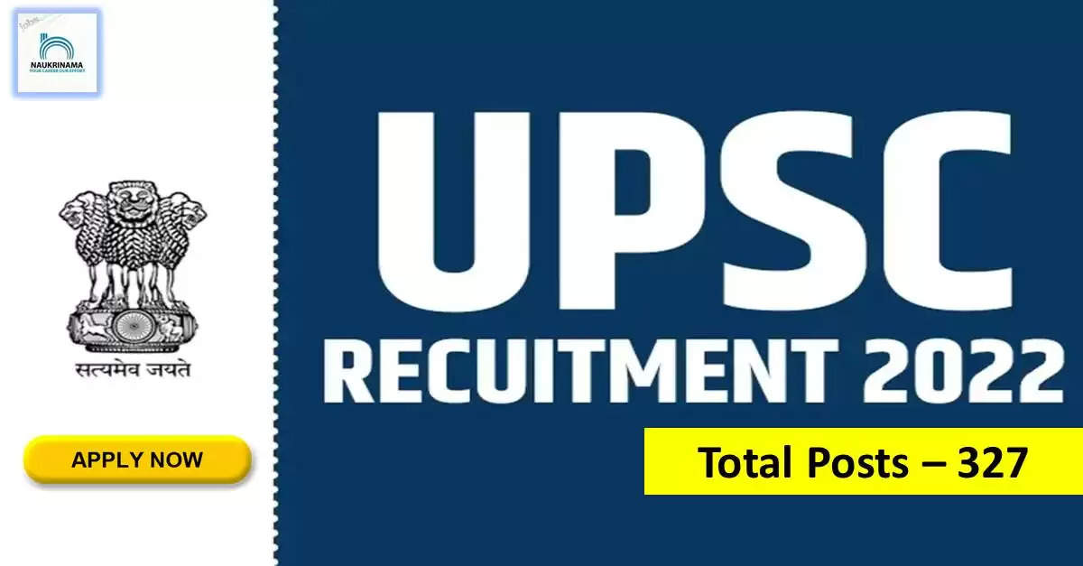 UPSC Recruitment 2022: A great opportunity has come out to get a job (Sarkari Naukri) in the Union Public Service Commission (UPSC). UPSC has invited applications to fill the posts of Engineering Services Examination (UPSC Recruitment 2022). Interested and eligible candidates who want to apply for these vacancies (UPSC Recruitment 2022) can apply by visiting the official website of UPSC https://upsc.gov.in/. The last date to apply for these posts (UPSC Recruitment 2022) is 04 October.  Apart from this, candidates can also directly apply for these posts (UPSC Recruitment 2022) by clicking on this official link https://upsc.gov.in/. If you want more detail information related to this recruitment, then you can see and download the official notification (UPSC Recruitment 2022) through this link UPSC Recruitment 2022 Notification PDF. A total of 327 posts will be filled under this recruitment (UPSC Recruitment 2022) process.  Important Dates for UPSC Recruitment 2022  Starting date of online application - 14 September  Last date to apply online - 04 October  UPSC Recruitment 2022 Vacancy Details  Total No. of Posts – 327  Eligibility Criteria for UPSC Recruitment 2022  Diploma, Degree in Engineering, MSc, Masters Degree  Age Limit for UPSC Recruitment 2022  Candidates age limit should be between 21 to 30 years.  Selection Process for UPSC Recruitment 2022  Selection Process Candidate will be selected on the basis of written examination.  How to Apply for UPSC Recruitment 2022  Interested and eligible candidates may apply through official website of UPSC (https://upsc.gov.in/) latest by 04 October 2022. For detailed information regarding this, you can refer to the official notification given above.    If you want to get a government job, then apply for this recruitment before the last date and fulfill your dream of getting a government job. You can visit naukrinama.com for more such latest government jobs information.