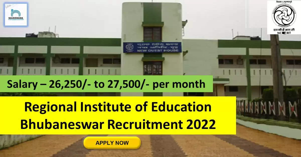 RIE Bhubaneswar Recruitment 2022: A great opportunity has come out to get a job (Sarkari Naukri) in Regional Institute of Education Bhubaneswar (RIE Bhubaneswar). RIE Bhubaneswar has invited applications to fill the posts of PGT, TGT (RIE Bhubaneswar Recruitment 2022). Interested and eligible candidates who want to apply for these vacant posts (RIE Bhubaneswar Recruitment 2022) can apply by visiting the official website of RIE Bhubaneswar at riebbs.ac.in. The last date to apply for these posts (RIE Bhubaneswar Recruitment 2022) is 27 September.  Apart from this, candidates can also apply for these posts (RIE Bhubaneswar Recruitment 2022) directly by clicking on this official link riebbs.ac.in. If you need more detail information related to this recruitment, then you can see and download the official notification (RIE Bhubaneswar Recruitment 2022) through this link RIE Bhubaneswar Recruitment 2022 Notification PDF. A total of 2 posts will be filled under this recruitment (RIE Bhubaneswar Recruitment 2022) process.  Important Dates for RIE Bhubaneswar Recruitment 2022  Starting date of online application - 19 September  Last date to apply online - 27 September  RIE Bhubaneswar Recruitment 2022 Vacancy Details  Total No. of Posts- 2  Eligibility Criteria for RIE Bhubaneswar Recruitment 2022  Diploma / Degree / B.Ed / Masters Degree in Psychology  Age Limit for RIE Bhubaneswar Recruitment 2022  Candidates age limit should be between 35 to 40 years.  Salary for RIE Bhubaneswar Recruitment 2022  26,250/- to 27,500/- per month  Selection Process for RIE Bhubaneswar Recruitment 2022  Selection Process Candidate will be selected on the basis of written examination.  How to Apply for RIE Bhubaneswar Recruitment 2022  Interested and eligible candidates can apply through official website of RIE Bhubaneswar (riebbs.ac.in) latest by 27 September 2022. For detailed information regarding this, you can refer to the official notification given above.    If you want to get a government job, then apply for this recruitment before the last date and fulfill your dream of getting a government job. You can visit naukrinama.com for more such latest government jobs information.