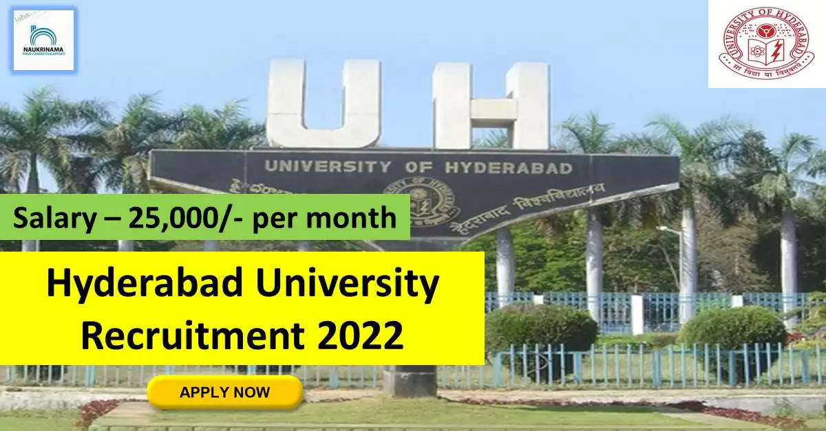 HU Recruitment 2022: A great opportunity has come out to get a job (Sarkari Naukri) in the University of Hyderabad (HU). HU has invited applications to fill the posts of Project Staff (HU Recruitment 2022). Interested and eligible candidates who want to apply for these vacancies (HU Recruitment 2022) can apply by visiting the official website of HU https://uohyd.ac.in/. The last date to apply for these posts (HU Recruitment 2022) is 30 September.  Apart from this, candidates can also directly apply for these posts (HU Recruitment 2022) by clicking on this official link https://uohyd.ac.in/. If you need more detail information related to this recruitment, then you can see and download the official notification (HU Recruitment 2022) through this link HU Recruitment 2022 Notification PDF. A total of 2 posts will be filled under this recruitment (HU Recruitment 2022) process.  Important Dates for HU Recruitment 2022  Starting date of online application - 14 September  Last date to apply online - 30 September  HU Recruitment 2022 Vacancy Details  Total No. of Posts- 2  Eligibility Criteria for HU Recruitment 2022  B.Ed / BA  Age Limit for HU Recruitment 2022  as per the rules of the department  Salary for HU Recruitment 2022  25,000/- per month  Selection Process for HU Recruitment 2022  Selection Process Candidate will be selected on the basis of written examination.  How to Apply for HU Recruitment 2022  Interested and eligible candidates can apply through official website of HU (https://uohyd.ac.in/) latest by 30 September 2022. For detailed information regarding this, you can refer to the official notification given above.    If you want to get a government job, then apply for this recruitment before the last date and fulfill your dream of getting a government job. You can visit naukrinama.com for more such latest government jobs information.