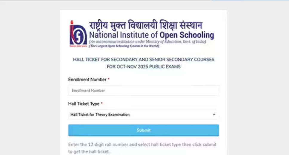 Download Your NIOS Hall Ticket for Class 10 and 12 Exams 2025