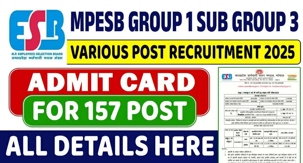 Download MPESB Group 1 Sub Group 3 Admit Card 2025 Now